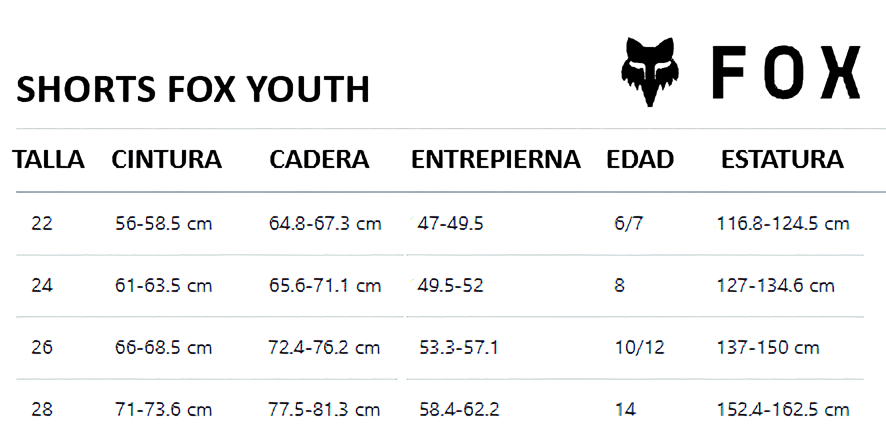 Shorts FOX Ranger para Niños y Jovenes