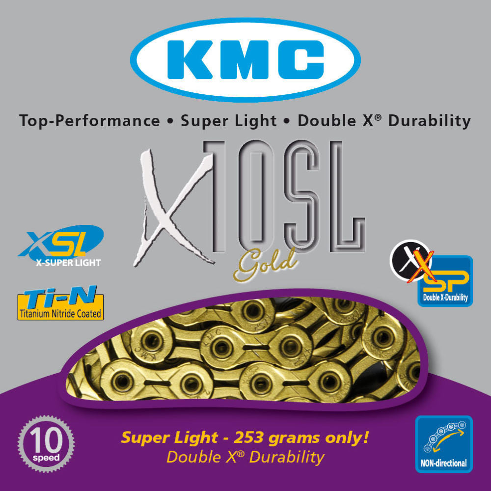 Cadena de 10 Velocidades KMC X10 Super Light Titanio GOLD